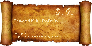 Demcsák Iván névjegykártya